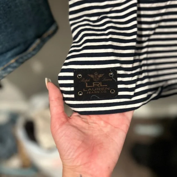 Ralph Lauren Navy and White Striped Tee - Picture 4 of 4